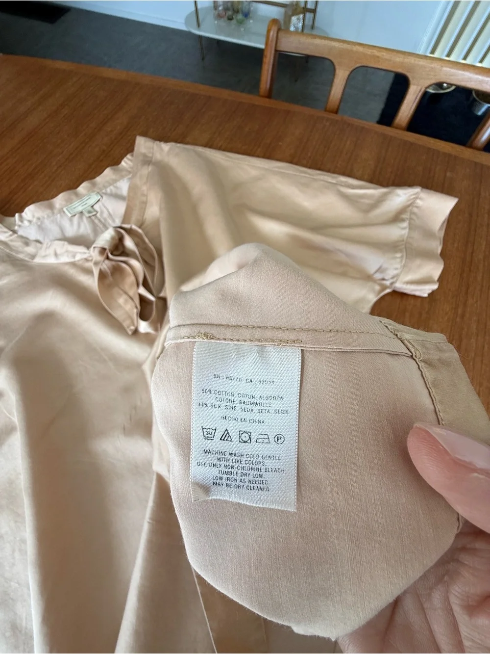 Anthropologie Moulinette Soeurs Tie-Neck Dolman Blush/Soft Rose Gold - Picture 8 of 14